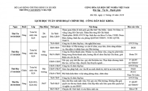 Lịch học tuần sinh hoạt chính trị công dân đầu khóa 2020-2021